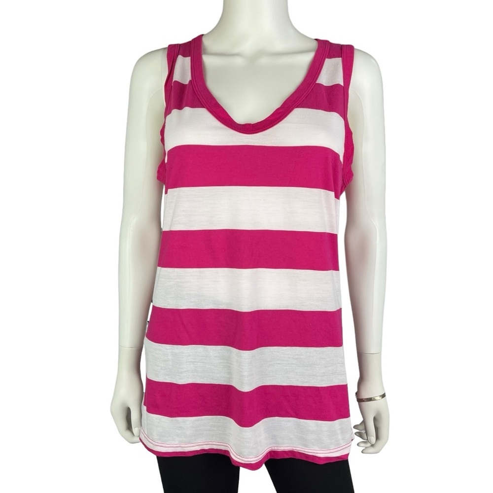 Anthropologie t.la Striped Sleeveless Pink‎ & White T-Top Womens Size XL (NWT)